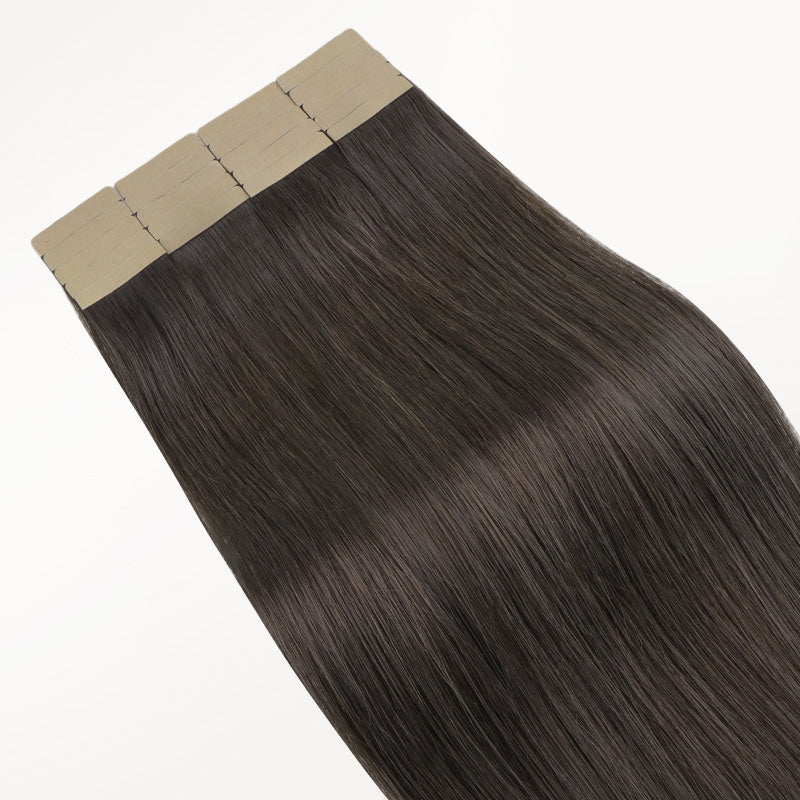 Mocha Brown (1C) Tape-Ins 50g-100% Remy Human Hair.
