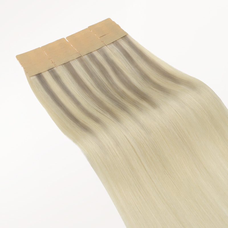 Platinum Blonde Balayage (17/22/60) Tape-Ins 50g – 100% Remy Human Hair by GOO GOO Hair.