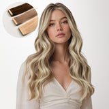 Golden Blonde Highlights (8B/60B) Tape-Ins 50g_100% Remy Human Hair extensions and accessories.