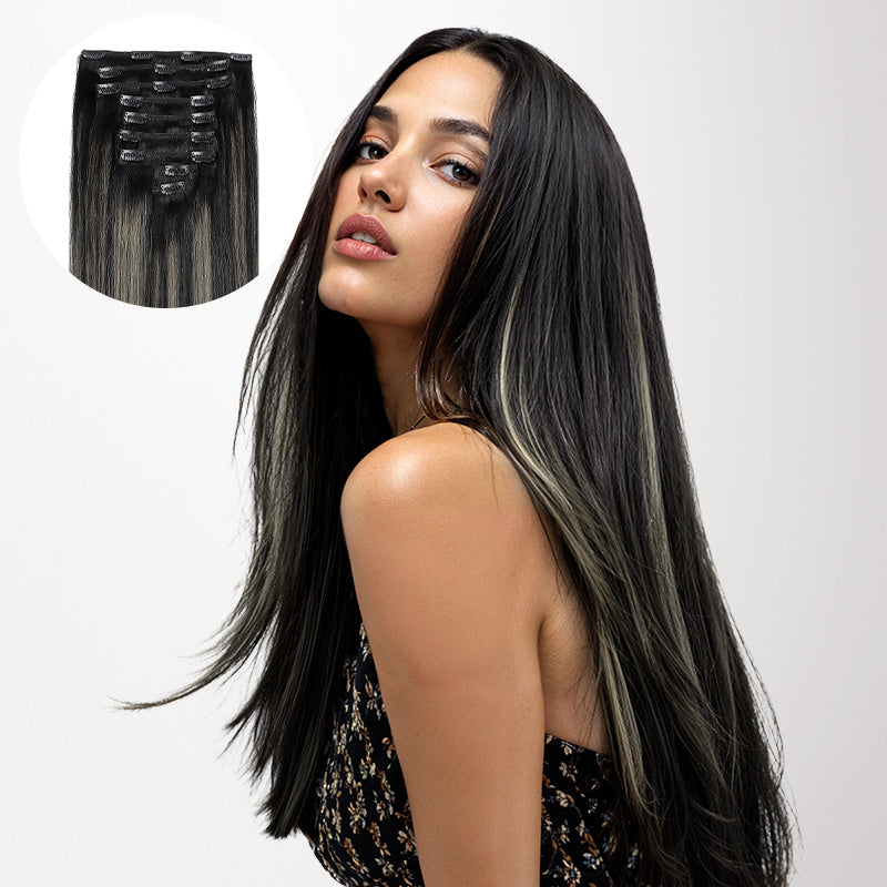 NATÜRLICHES SCHWARZES BALAYAGE (1B/6/1B) 150G CLIP-INS