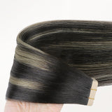 Schwarz bis hellblond Balayage (1B/16/1B) Tape In