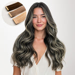 Black to Light Blonde Balayage (1B/19/1B) Tape-Ins 50g_100% Remy Human Hair extensions and accessories.