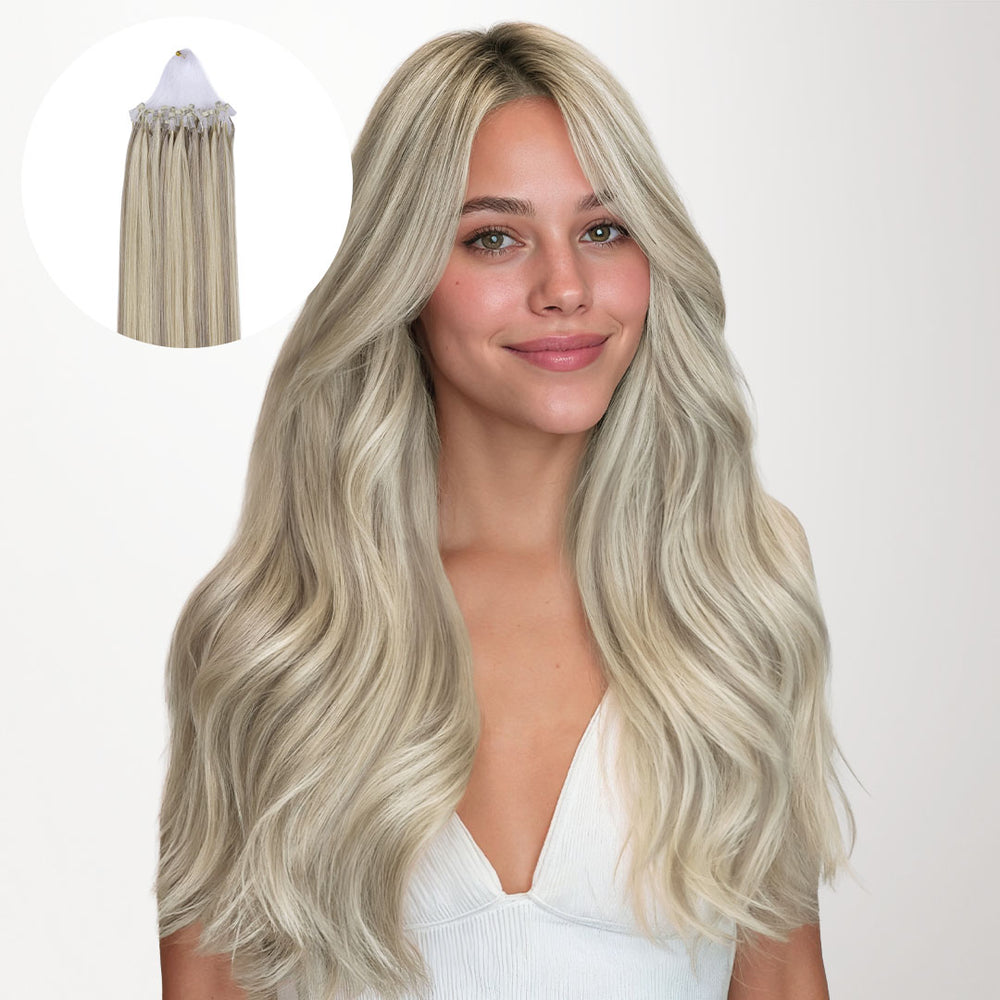 Karamellblond Balayage (4/27/4) I Tip Haarverlängerungen