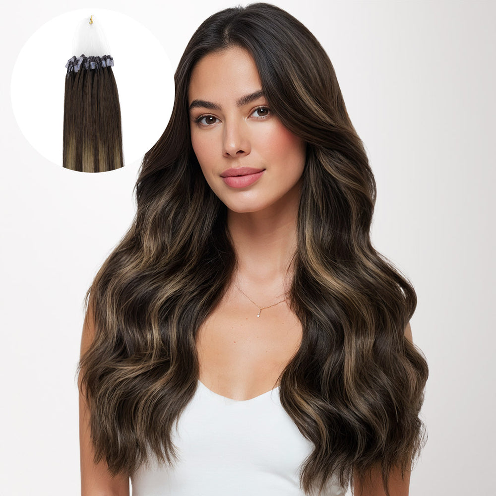 Karamellblond Balayage (4/27/4) I Tip Haarverlängerungen