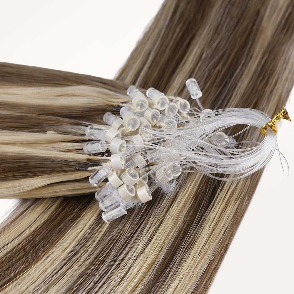 Golden Blonde Highlights (8B/60B) Double Strands Feather Tip 68g-100% Remy Human Hair.