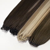 Bleach Blonde Balayage (3/8/613) Feather Weft Hair Extension (50g-60g)-100% Remy Human Hair.