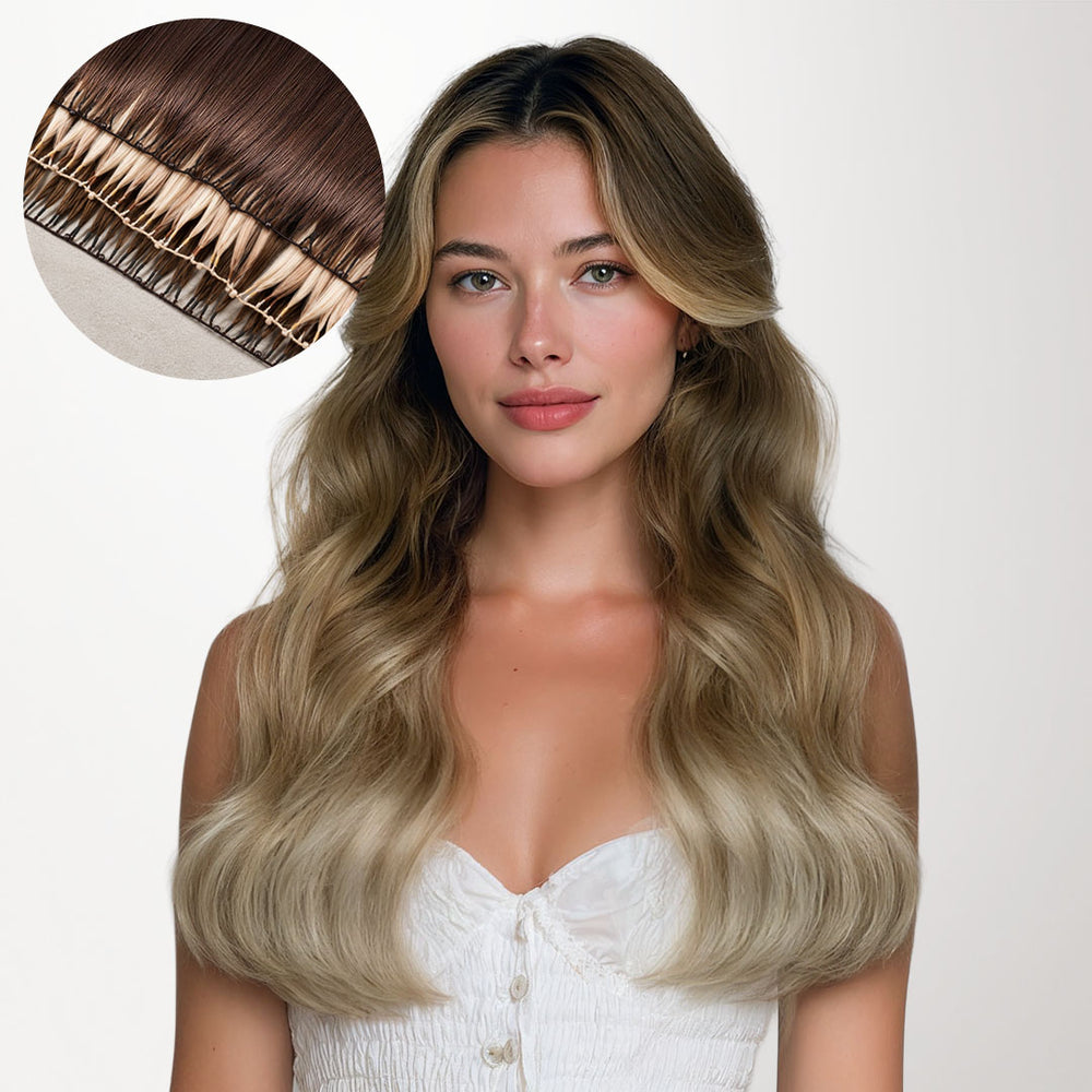 Bleach Blonde Balayage (3/8/613) Feather Weft Hair Extension (50g-60g)