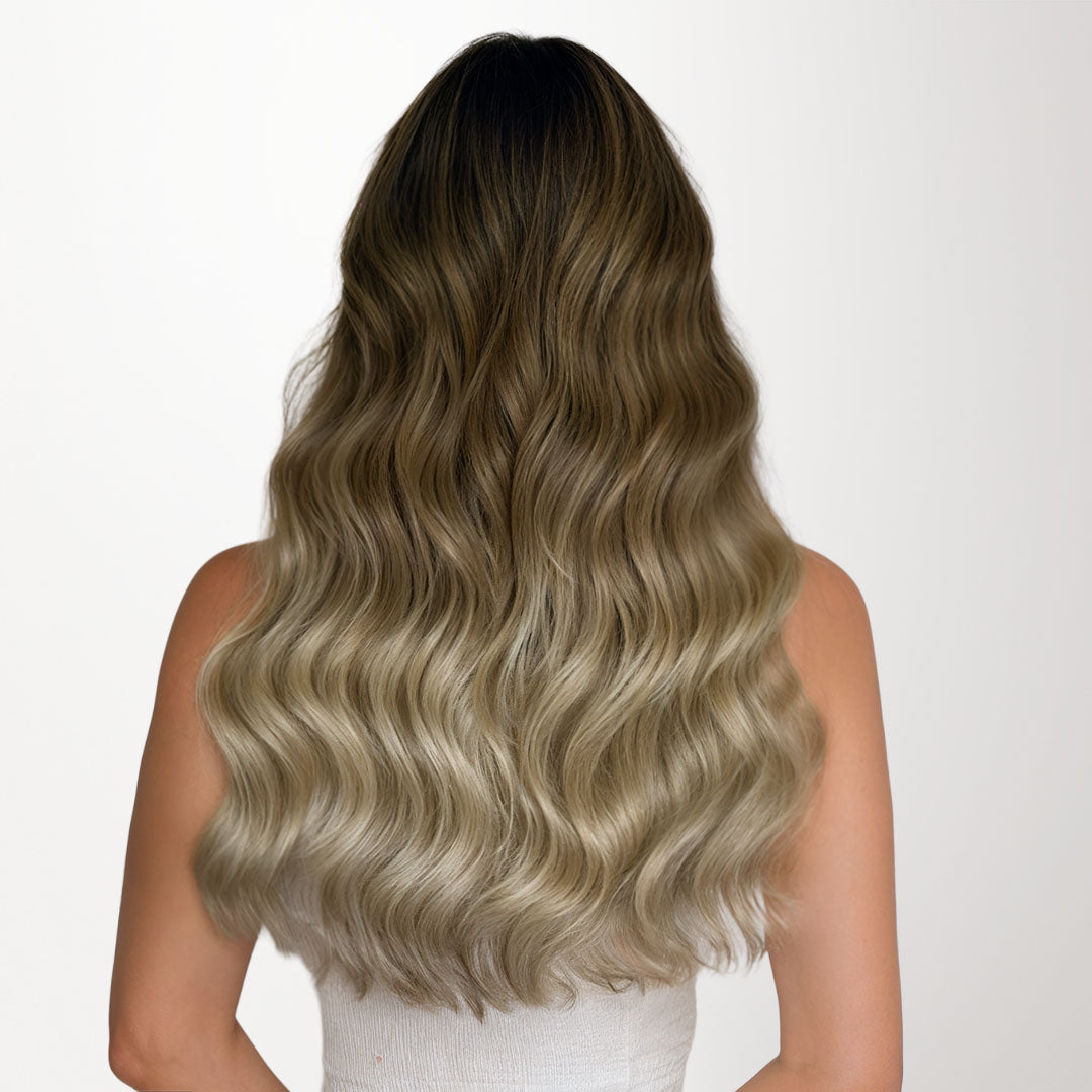 Bleach Blonde Balayage (3/8/613) Feather Weft Hair Extension (50g-60g)-100% Remy Human Hair.
