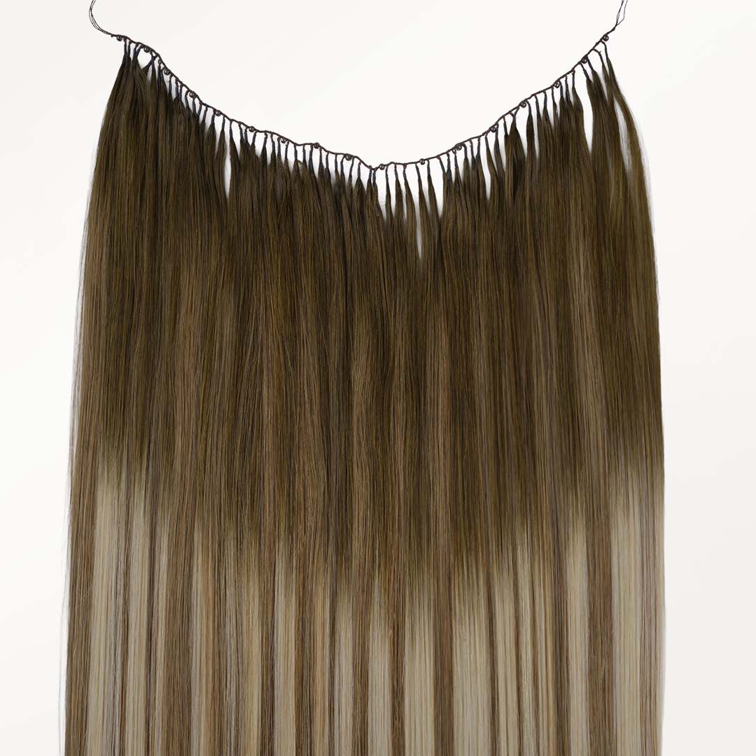 Bleach Blonde Balayage (3/8/613) Feather Weft Hair Extension (50g-60g)-100% Remy Human Hair.