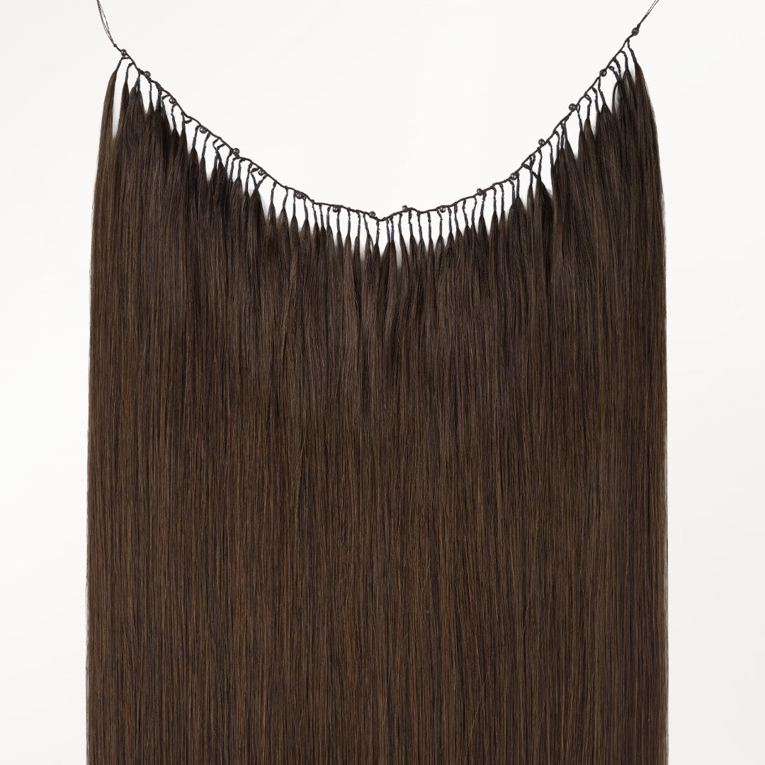 Chocolate Brown (4A) Feather Weft Hair Extension (50g-60g)-100% Remy Human Hair.