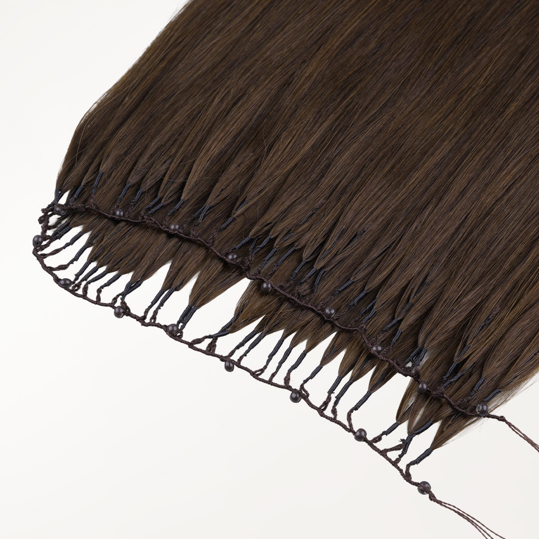 Chocolate Brown (4A) Feather Weft Hair Extension (50g-60g)-100% Remy Human Hair.