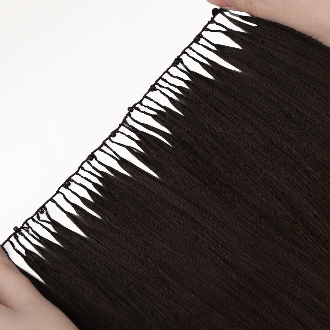 Dark Brown (2) Feather Weft Hair Extension (50g-60g)-100% Remy Human Hair.