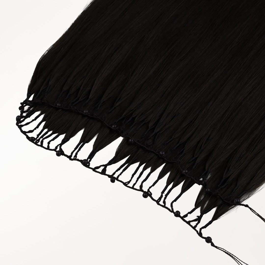 Jet Black (1) Feather Weft Hair Extension (50g-60g)-100% Remy Human Hair.