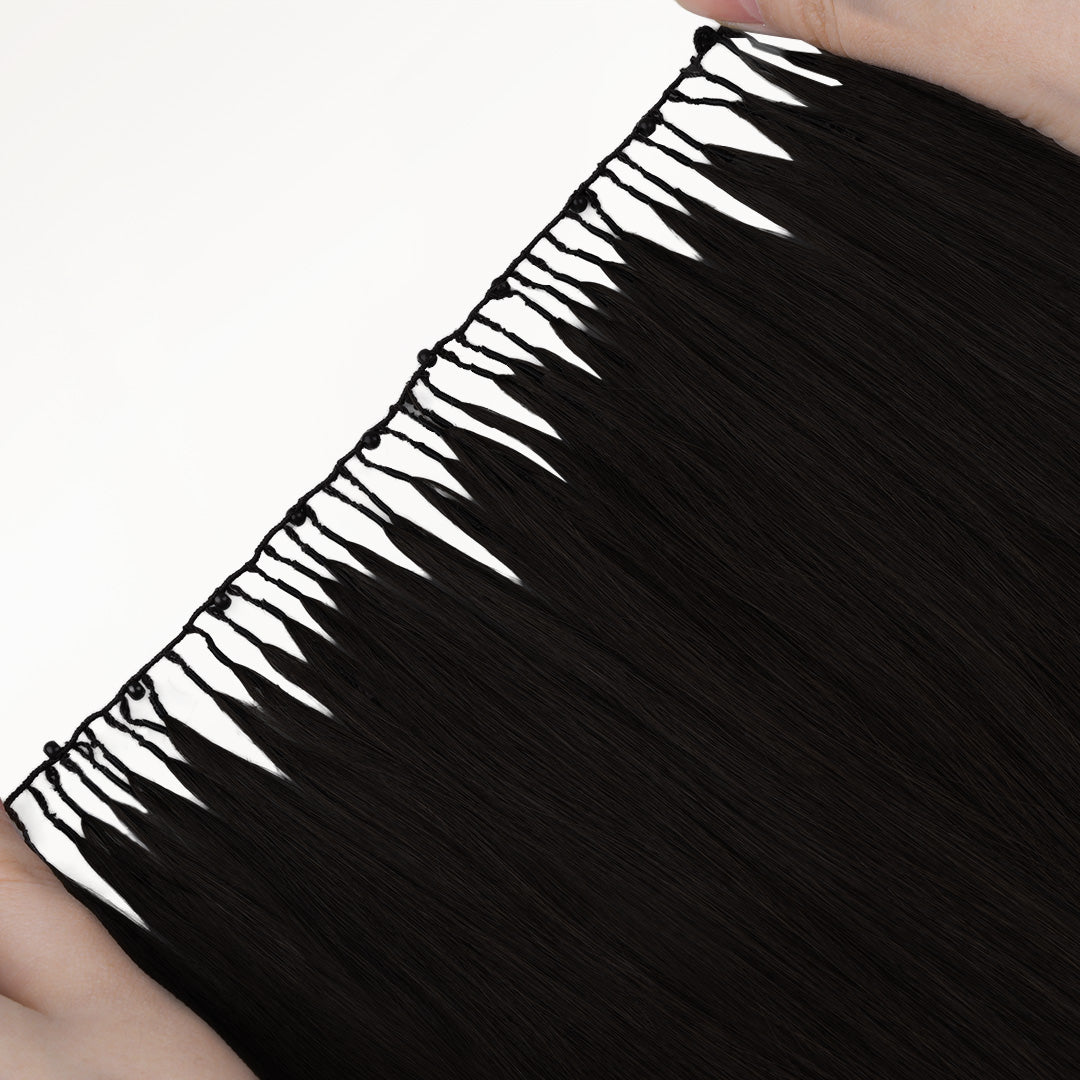 Jet Black (1) Feather Weft Hair Extension (50g-60g)-100% Remy Human Hair.