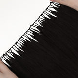Jet Black (1) Feather Weft Hair Extension (50g-60g)-100% Remy Human Hair.
