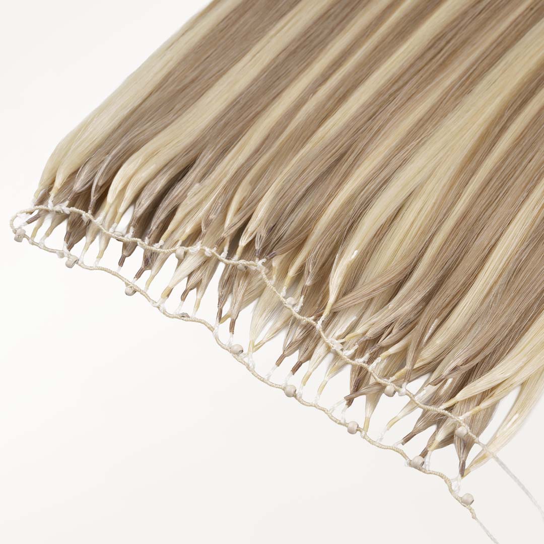 Light Blonde Highlights (16/22A) Feather Weft Hair Extension (50g-60g)-100% Remy Human Hair.