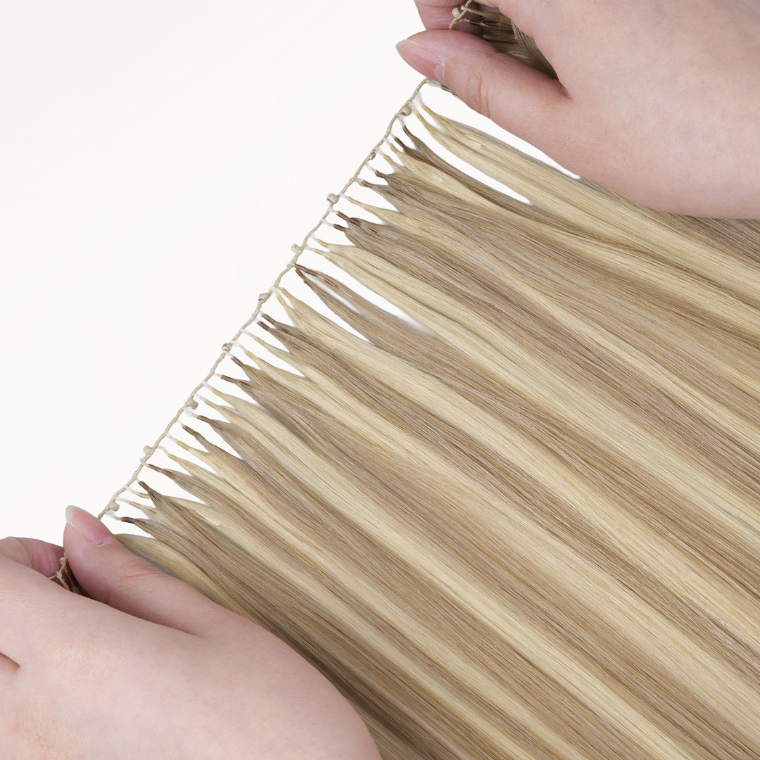 Light Blonde Highlights (16/22A) Feather Weft Hair Extension (50g-60g)-100% Remy Human Hair.