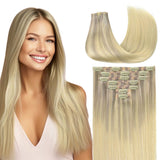 BALAYAGE RUBIO PLATINO (17/22/60) CLIP-INS SIN COSTURAS