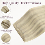 Ash Blonde Highlights (17A/60A) Thick Sew-In Weft Hair Extensions (120g-160g)