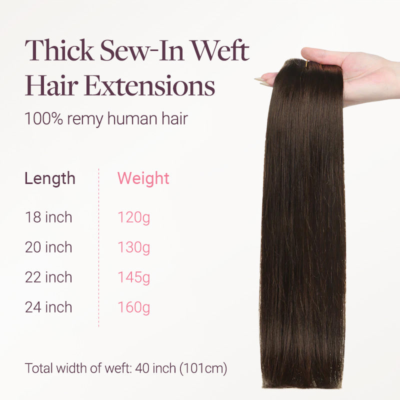 Chocolate Brown (4A) Thick Sew-In Weft Hair Extensions (120g 