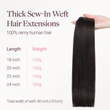Dark Brown (2) Thick Sew-In Weft Hair Extensions (120g-160g)