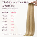  Natural Blonde Balayage (18ET90A) Thick Sew-In Weft Hair Extensions (100g-160g)_100% Remy Human Hair extensions and accessories.