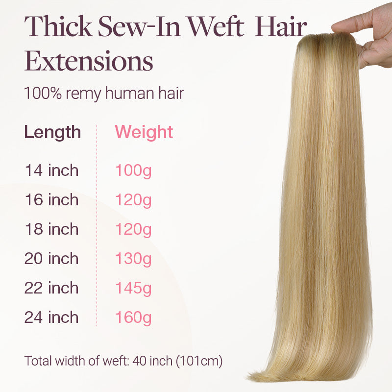  Natural Blonde Balayage (18ET90A) Thick Sew-In Weft Hair Extensions (100g-160g)_100% Remy Human Hair extensions and accessories.