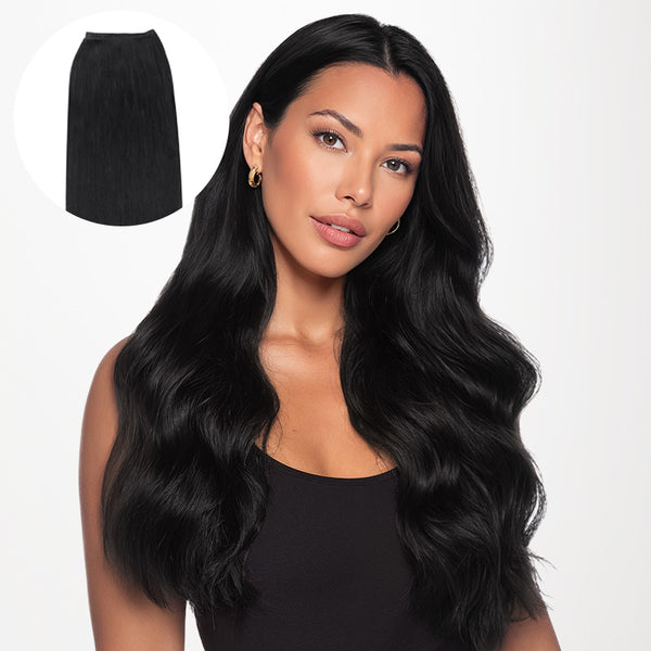 Jet Black (1) Thick Sew-In Weft Hair Extensions (120g-160g  display picture 1