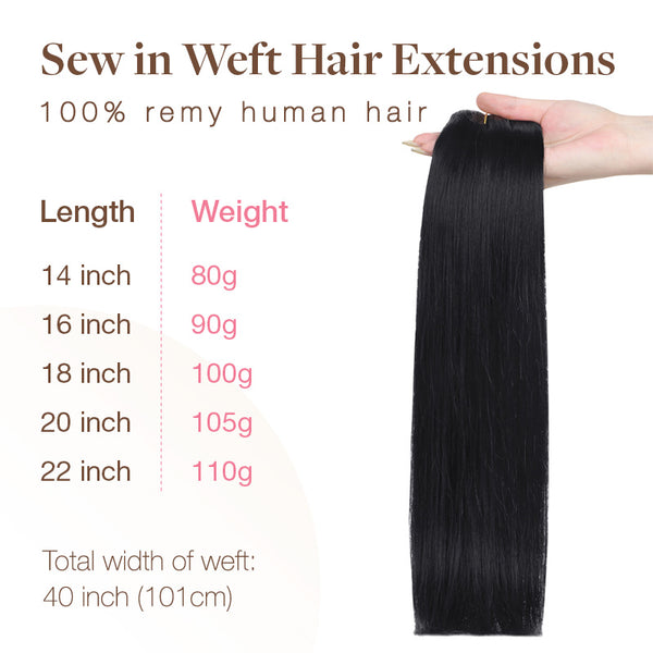JET BLACK (1)Sew in Weft Hair Extensions