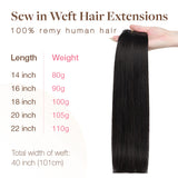 NATURAL BLACK (1B) Sew in Weft Hair Extensions