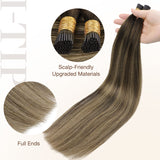 BALAYAGE RUBIO CARAMELO (4/27/4) Extensiones de cabello con punta en I
