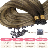 BALAYAGE RUBIO CARAMELO (4/27/4) Extensiones de cabello con punta en I