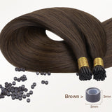 Extensiones de cabello color marrón chocolate (4) con punta en I