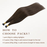 Extensiones de cabello color marrón chocolate (4) con punta en I