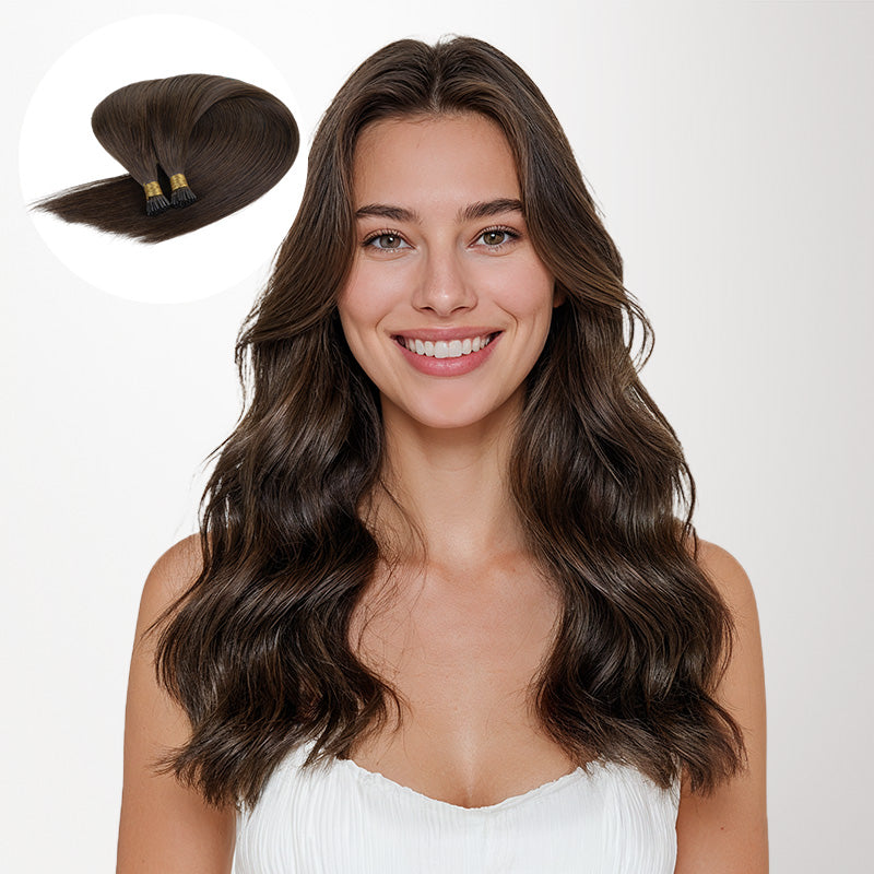 Chocolate Brown (4A) I-Tip Hair Extensions 50g