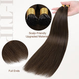 Extensiones de cabello color marrón chocolate (4) con punta en I