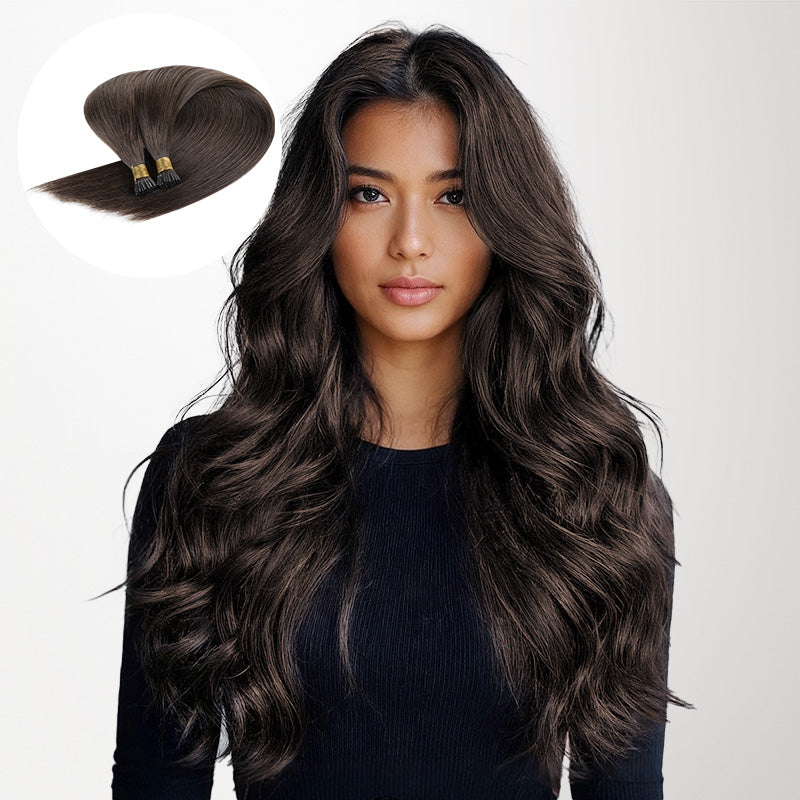 Light Brown (2A) I-Tip Hair Extensions 50g
