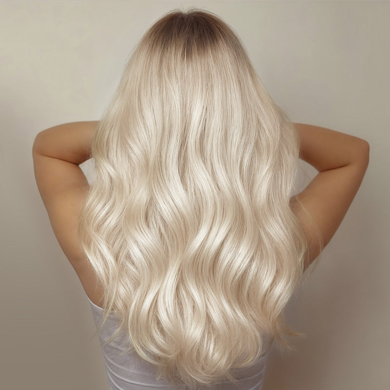 Echthaarverlängerungen 55 Cm, Keratin-U-Tip – Balayage Platinblond, 50 Strähnen, Voluminös & Natürlich