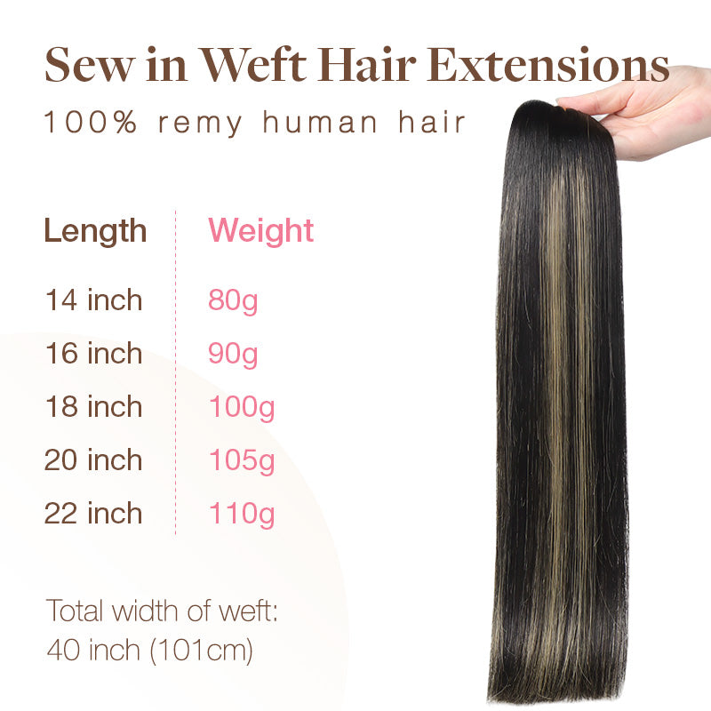 GOO GOO Hair Weft Hair Extensions Human Hair, 14
