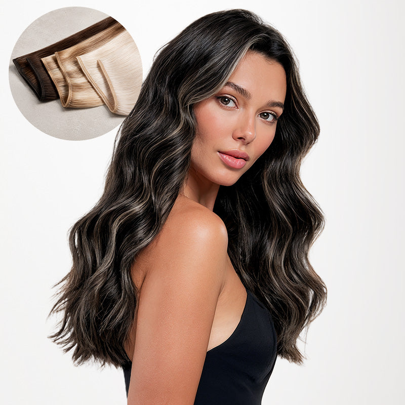 Black to Light Blonde Balayage (1B/19/1B) Sew-In Weft Hair Extensions (80g-120g)-100% Remy Human Hair extensions and accessories.