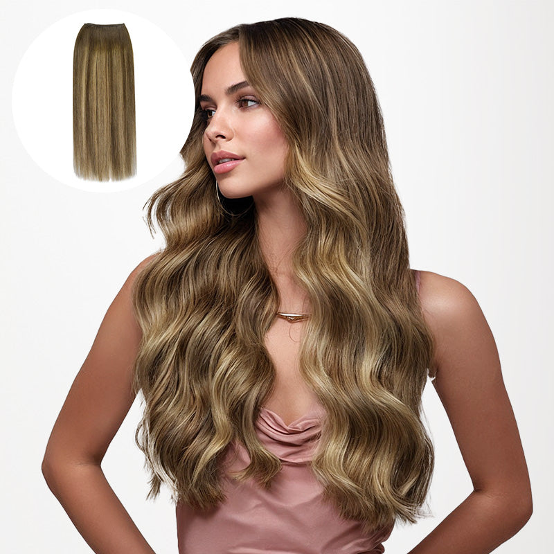 Caramel Blonde Balayage (4/27/4) Sew-In Weft Hair Extensions (80g-120g)