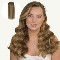 Caramel Blonde Balayage (4/27/4) Sew-In Weft Hair Extensions (80g-110g) – 100% Remy Human Hair by GOO GOO Hair.
