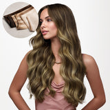 Caramel Blonde Balayage (4/27/4) Sew-In Weft Hair Extensions (80g-120g)-100% Remy Human Hair extensions and accessories.
