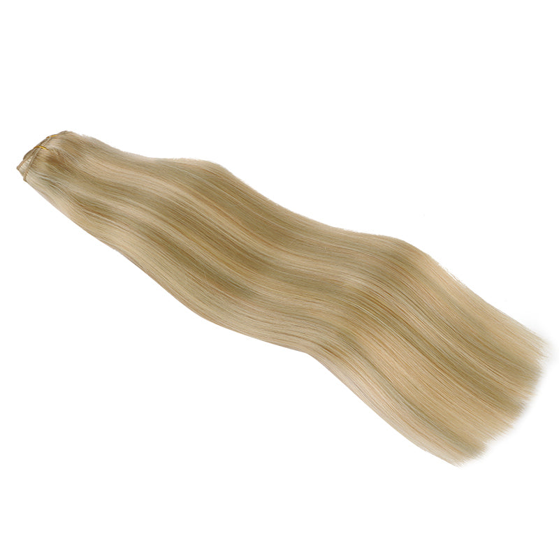 Light Blonde Highlights (16/22A) Double Drawn Clip in 160g [Clearance] – 100% Remy Human Hair.