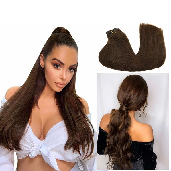 CHOCOLATE BROWN (4) SEAMLESS CLIP-INS